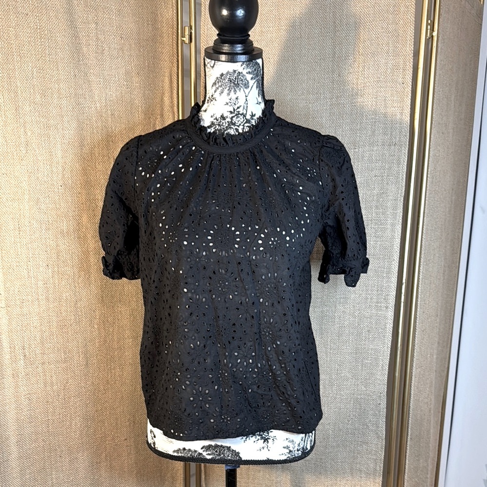 Madewell Sz S Black Eyelet Women's Top